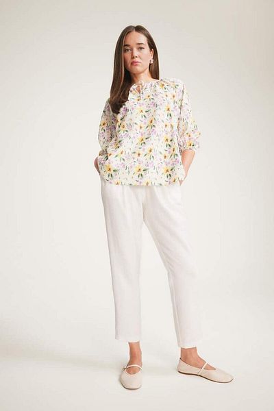 DeFacto New Season Regular Fit Collar Patterned Long Sleeve Blouse