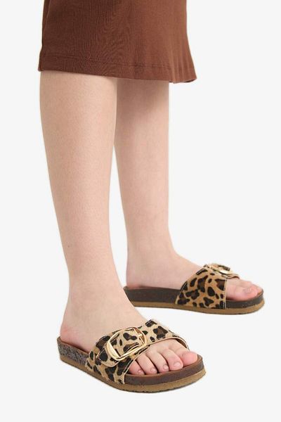 DeFacto New Season Women's Flat Sole Single Strap Faux Leather Slippers