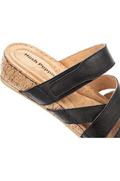 Hush Puppies Erraza Anatomical Sole Genuine Leather Velcro Adjustable Women's Slippers Black