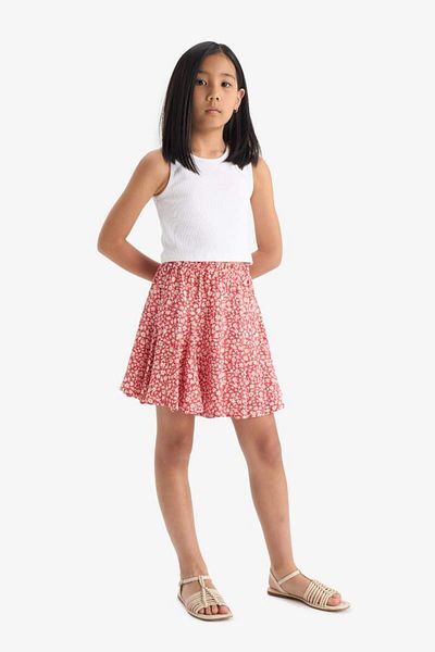DeFacto New Season Girl's Patterned Flexible Waisted Viscose Skirt