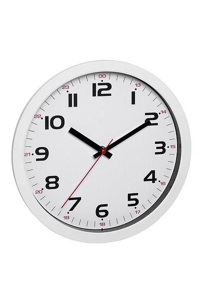 TFA Silent Analogue Wall Clock, With Glass Cover, Large Digits, White, 60.3050.02