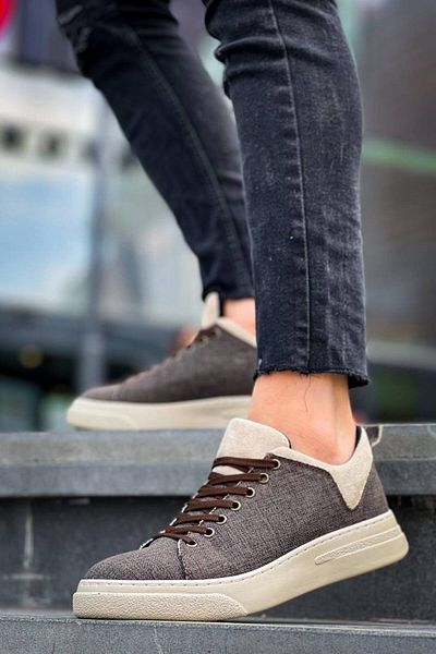 BOA Kb X204 Tan Beige Linen Beige High Sole Casual Men's Sports Shoes