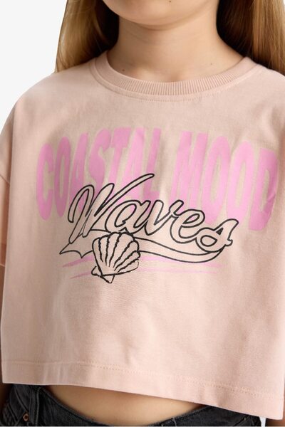 DeFacto Νέα σεζόν για κορίτσια με κοντομάνικο μπλουζάκι με στάμπα