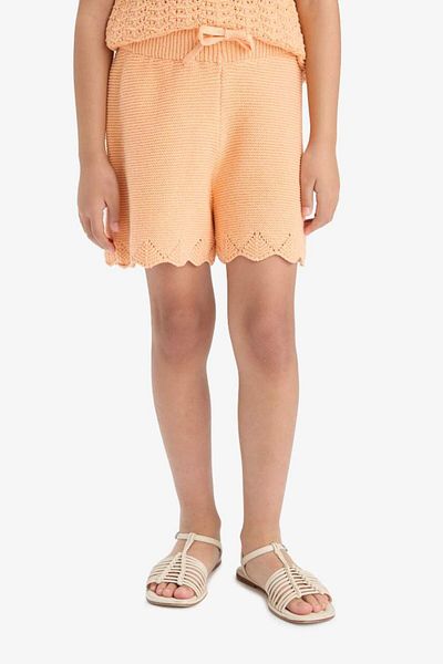 DeFacto New Season Girl's Elastic Waist Knitwear Shorts