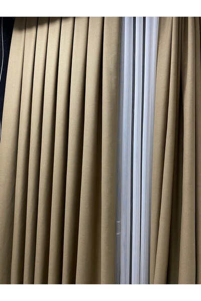 ÇOPURLAR PERDE Keten Fon Perde Camel Rengi 1e3 Sık Pile Tek Kanat