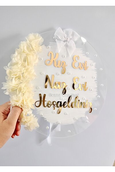 shop Kız Evi Naz Evi Hoşgeldiniz Gold Pleksi Yazılı Şeffaf Kapı Süsü