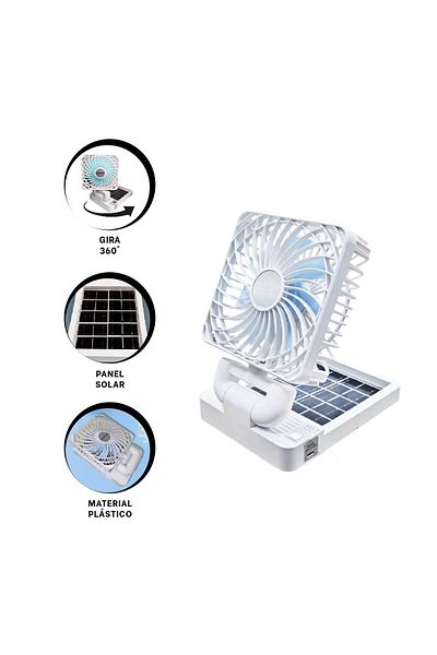 FOXMAG24 Solar car fan, portable, foldable, 3 speeds, rechargeable, ABS, white
