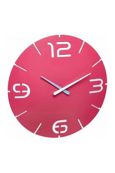 TFA Colorful Wall Clock, Analogue, Designer Created, Contour Model, Pink, 60.3047.12