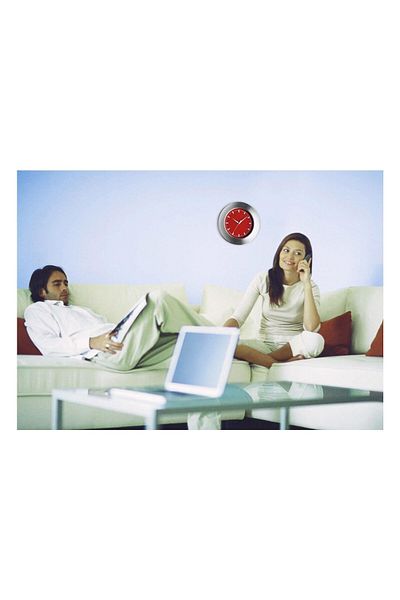 TFA Analogue Wall Clock, With Aluminum Frame, Red Background, 98.1048.05