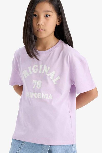 DeFacto New Season Girls' Relax Fit Crew Neck Anime Printed 2-Piece Short Sleeve T-Shirt