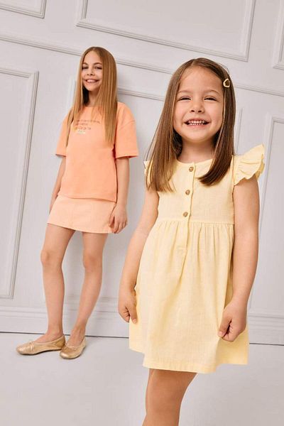 DeFacto New Season Baby Girl Basic Plain Short Sleeve Flared Poplin Dress