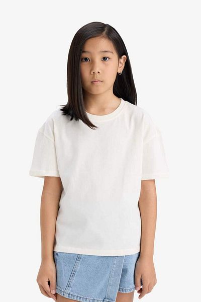 DeFacto New Season Girls' Relax Fit Crew Neck Anime Printed 2-Piece Short Sleeve T-Shirt