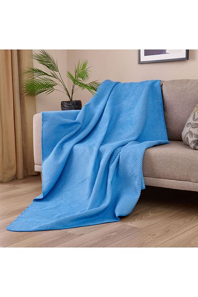 ASPARTAM Moza Cotton Tv Blanket - Saks Blue - 130X170 cm