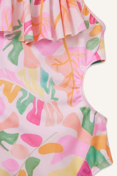 DeFacto Costum de baie din bumbac pieptănat cu flori pentru fete de sezon nou