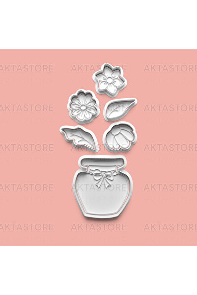 AKTASTORE مجموعة من 6 قوالب بسكويت على شكل باقة زهور وقوالب عجينة السكر