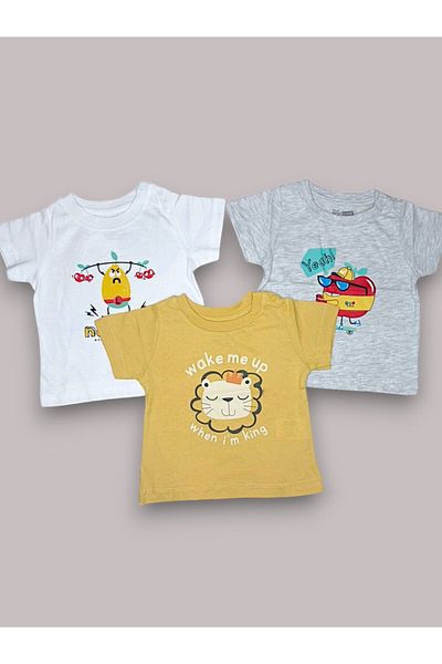 For My Baby مجموعة من 3 قمصان للأولاد الصغار - أنماط ملونة وممتعة