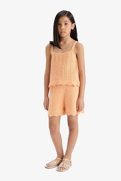 DeFacto New Season Girl's Elastic Waist Knitwear Shorts