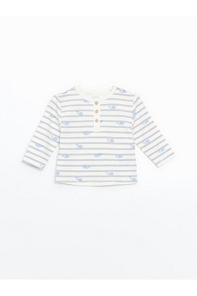 LC Waikiki Buttoned Baby Boy T-Shirt and Sweatpants 2-Piece Set (S5)