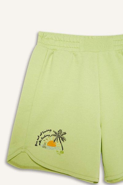 DeFacto New Season Girl's Printed Shorts with Elastic Waist