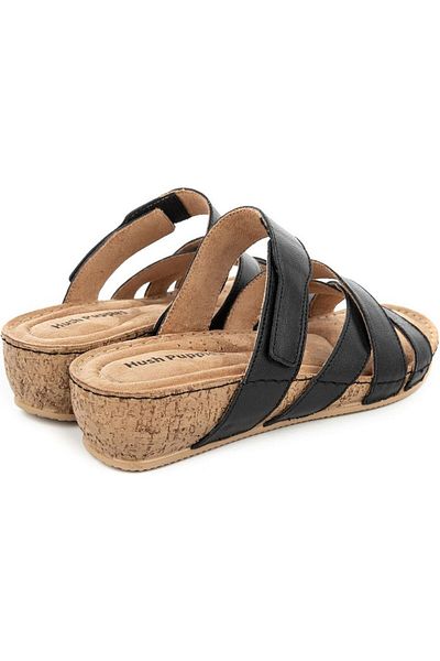 Hush Puppies Erraza Anatomical Sole Genuine Leather Velcro Adjustable Women's Slippers Black