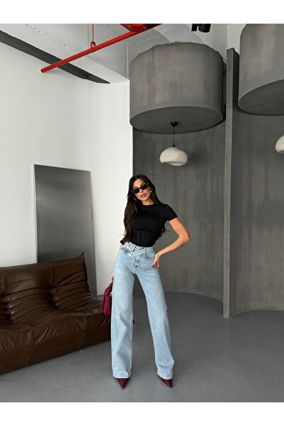DENİKK TREND ÖZEL TASARIM BOL PAÇA RAHAT KALIP BAGGY PALAZZO DENİM JEAN PANTOLON