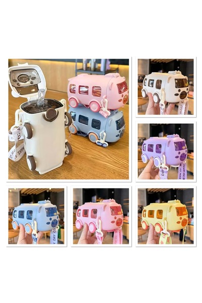 Store Otobüs Tasarımı Pipetli Su Matarası 500 Ml