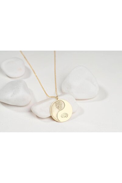 MG SİLVER 925 Ayar Gümüş Yin Yang Kalp Ve Beyin, Aşk Ve Mantık Kolyesi