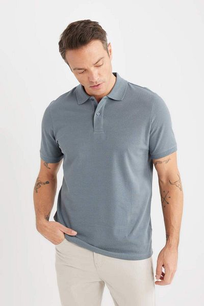 DeFacto New Season 100% Cotton Regular Fit Polo Neck Short Sleeve Basic Plain Pique Fabric T-Shirt