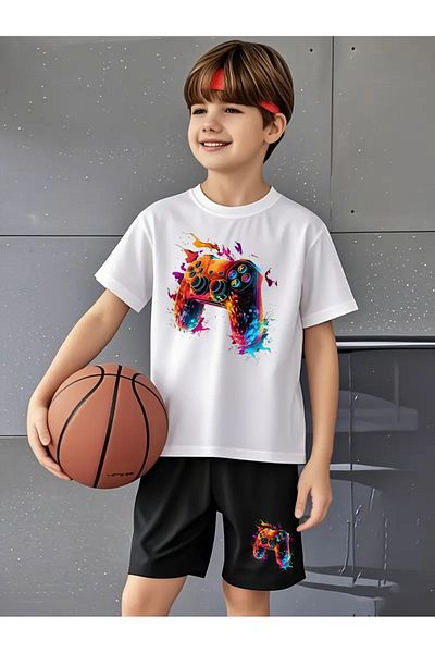 YUNAYT Children's T-Shirt and Pocket Shorts Set