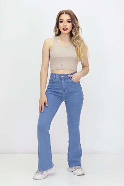 The Velavois بنطلون جينز نسائي واسع الساق