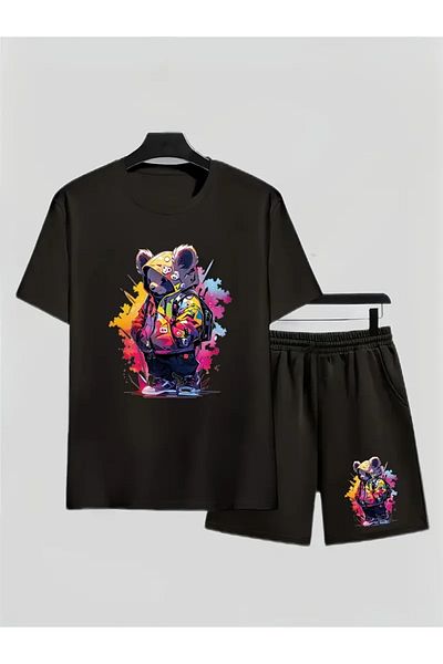 YUNAYT Children's T-Shirt and Pocket Shorts Set