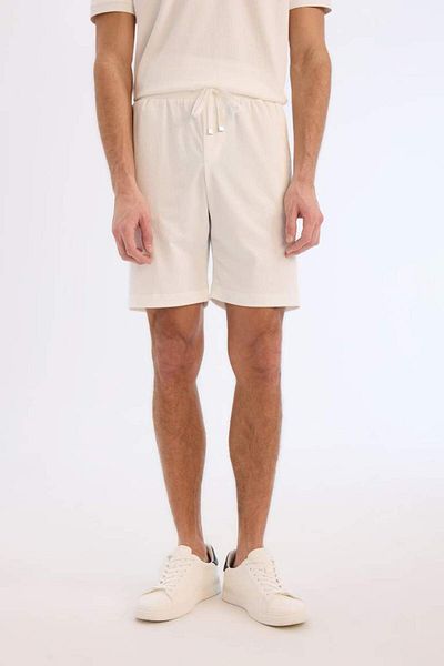 DeFacto New Season Regular Fit Crinkle Bermuda Shorts with Laced Waist