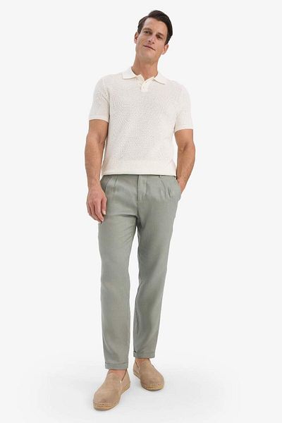 DeFacto 100% Linen Regular Cut Crop Double Leg Summer Fabric Trousers C1826Ax25Sm