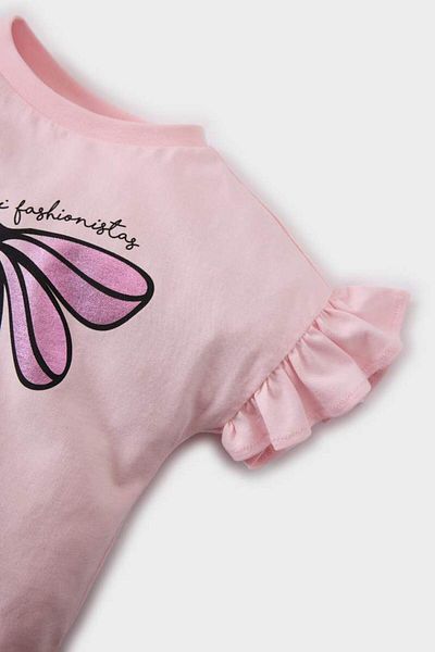 DeFacto New Season Baby Girl Crew Neck Printed Short Sleeve T-Shirt