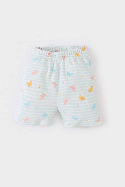 DeFacto Set pijamale fetiță cu model fluture, mâneci scurte, pieptănat, pantaloni scurți cu talie elastică E1550a525hs