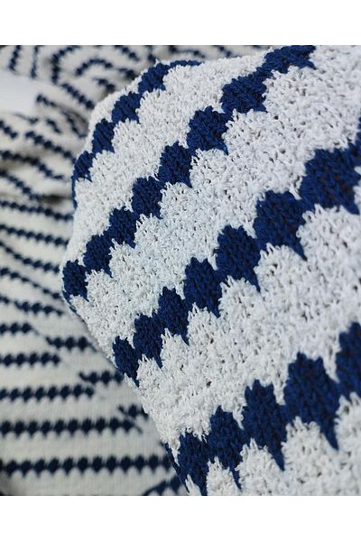 Kumaş Parça Πλεκτά πλεκτά σε χρώματα Bone Navy Blue (Πλάτος 160 cm x Μήκος 245 cm)