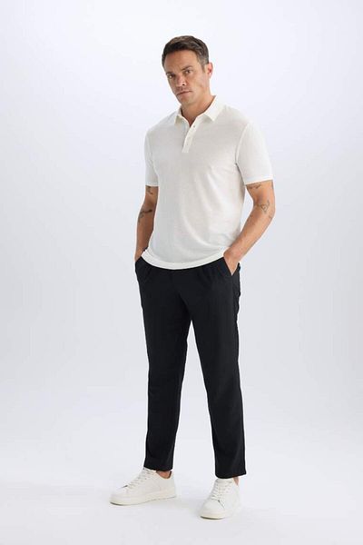 DeFacto Нова колекция Slim Fit тесен крой поло яка памучна къса ръкавна тениска