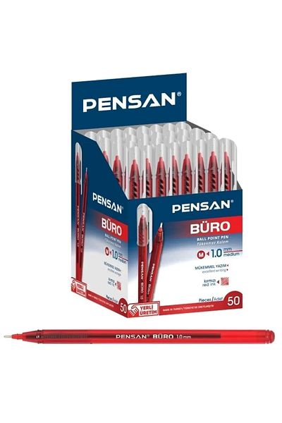 Pensan Ballpen Ballpoint 1.0 Red Pack of 50 2270