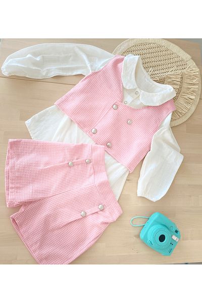 Marka Sensin Kids Girl's Plaid Special Style Design 3 Piece Set