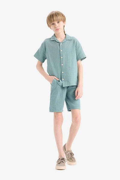 DeFacto New Season Boy's Elastic Waist Muslin Shorts