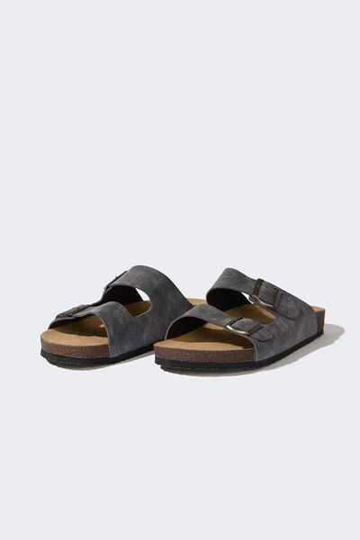 DeFacto New Season Men's Flat Sole Double Banded Faux Leather Slippers