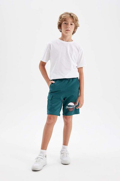DeFacto New Season Boy's Elastic Waist Printed Shorts