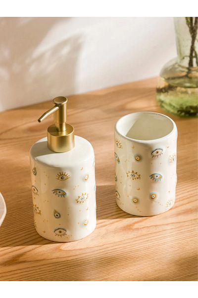 LC Waikiki Σετ μπάνιου LCW HOME Ecru Eye Printed Ceramic