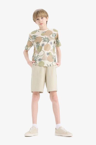 DeFacto New Season Boy's Basic Plain Shorts with Elastic Waist
