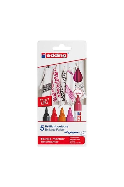 Edding Fabric Pen Set of 5 4500-5S-999 Warm