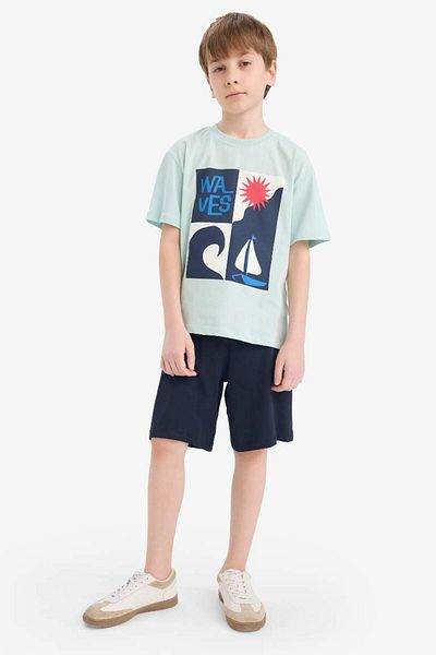 DeFacto New Season Men's 2-Piece Set Printed Short Sleeve T-Shirt Shorts