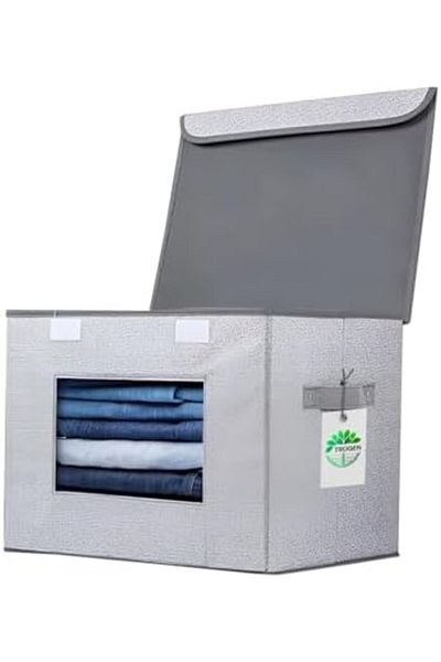 NEXIFY Foldable Clothes Organizer Storage Box with Clear Window & Handles