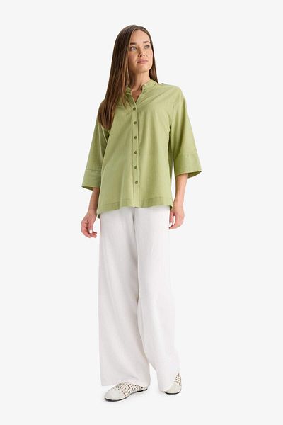 DeFacto Regular Fit Flared Collar Flared Cotton Long Sleeve Shirt F5838Ax25Sm