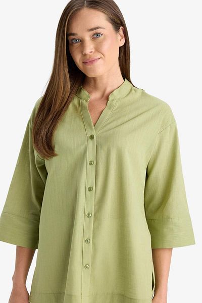 DeFacto Regular Fit Flared Collar Flared Cotton Long Sleeve Shirt F5838Ax25Sm
