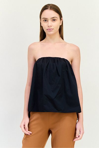 Esprit Women Straight Across Strapless Plain Blouse, Black